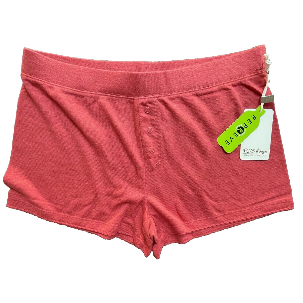 PJ Salvage Repreve Shorts Womens Medium Orange Coral Soft Cozy Recycled Material